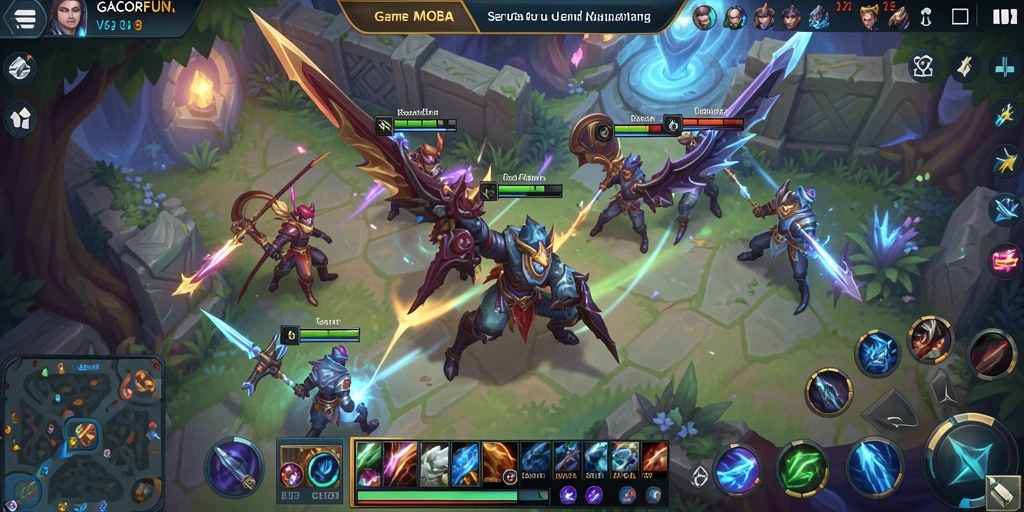 Gameplay menegangkan di arena MOBA GACORFUN.