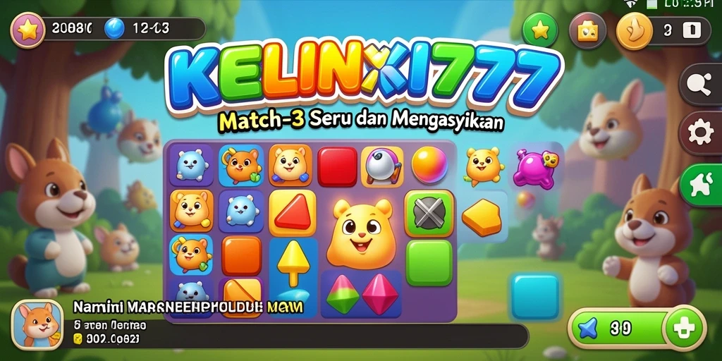 Tampilan gameplay seru KELINCI777 dengan kombinasi elemen Match-3.