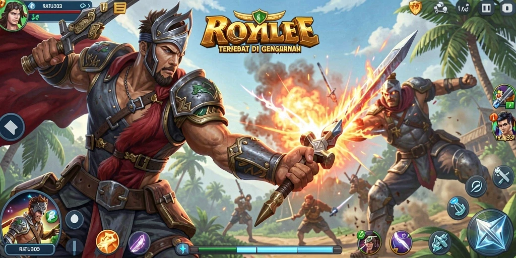 Tangkapan layar gameplay <strong>RATU303</strong> yang menggambarkan pertempuran seru di medan perang.