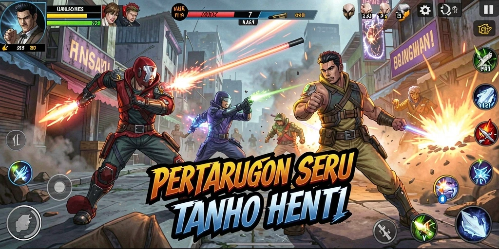 Gameplay V07 yang mendebarkan di arena Fighting.